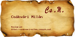 Csákvári Milán névjegykártya